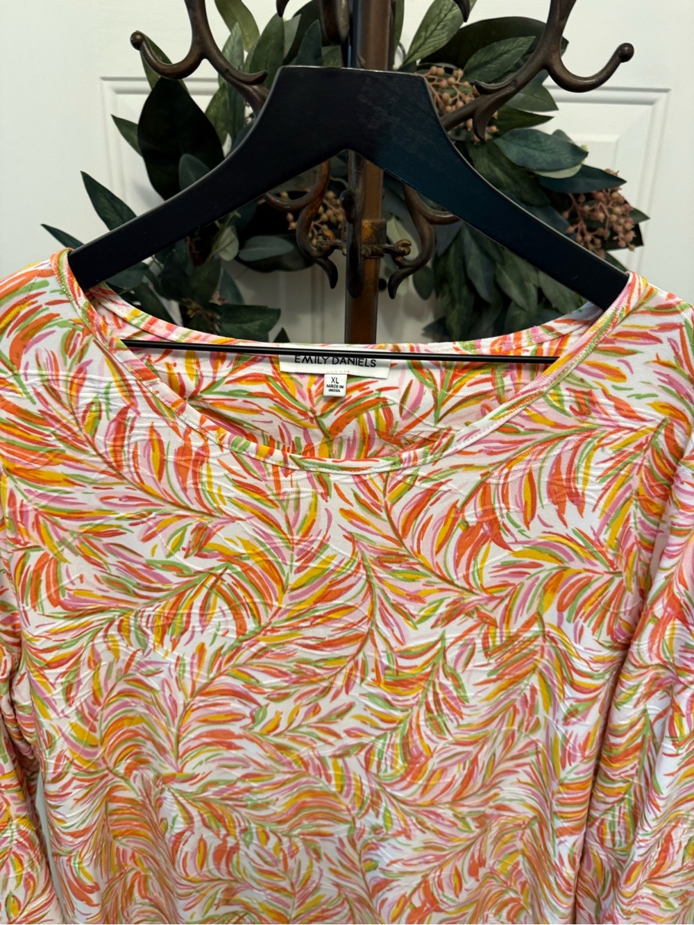 Emily Daniels Colorful Palm Leaf Tropical Top Shirt XL - Picture 5 of 11